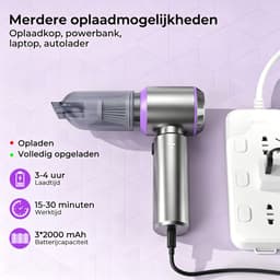 2-in-1 kruimeldief – Draadloze autostoftzuiger – 22.000Pa – Draagbaar & oplaadbaar – Lichtgewicht – Op batterijen – Sterke cyclonische zuiging & blaasfunctie – Borstelloze motor – Voor thuis & auto — thumbnail 2