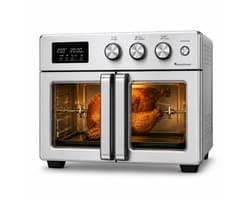 TurboTronic AFD32 Airfryer XXL en Oven – 12 Kookprogramma's – Vrijstaande Mini Oven – Instelbaar van 25 tot 230°C - 32L - Zilver