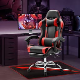 Gamingstoel / Ergonomische Bureaustoel - Kunstleer - Met Voetensteun, Hoofdsteun & Lendenkussen - Verstelbare Hoogte - 125 kg Draagvermogen — thumbnail 2