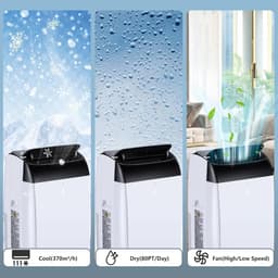 Mobiele airco 10000 BTU 3-in-1 – 30L/dag – 3 standen – Tot 46 m² – Klasse A – 24U timer – Afstandsbediening – Zwarte deksel — thumbnail 4