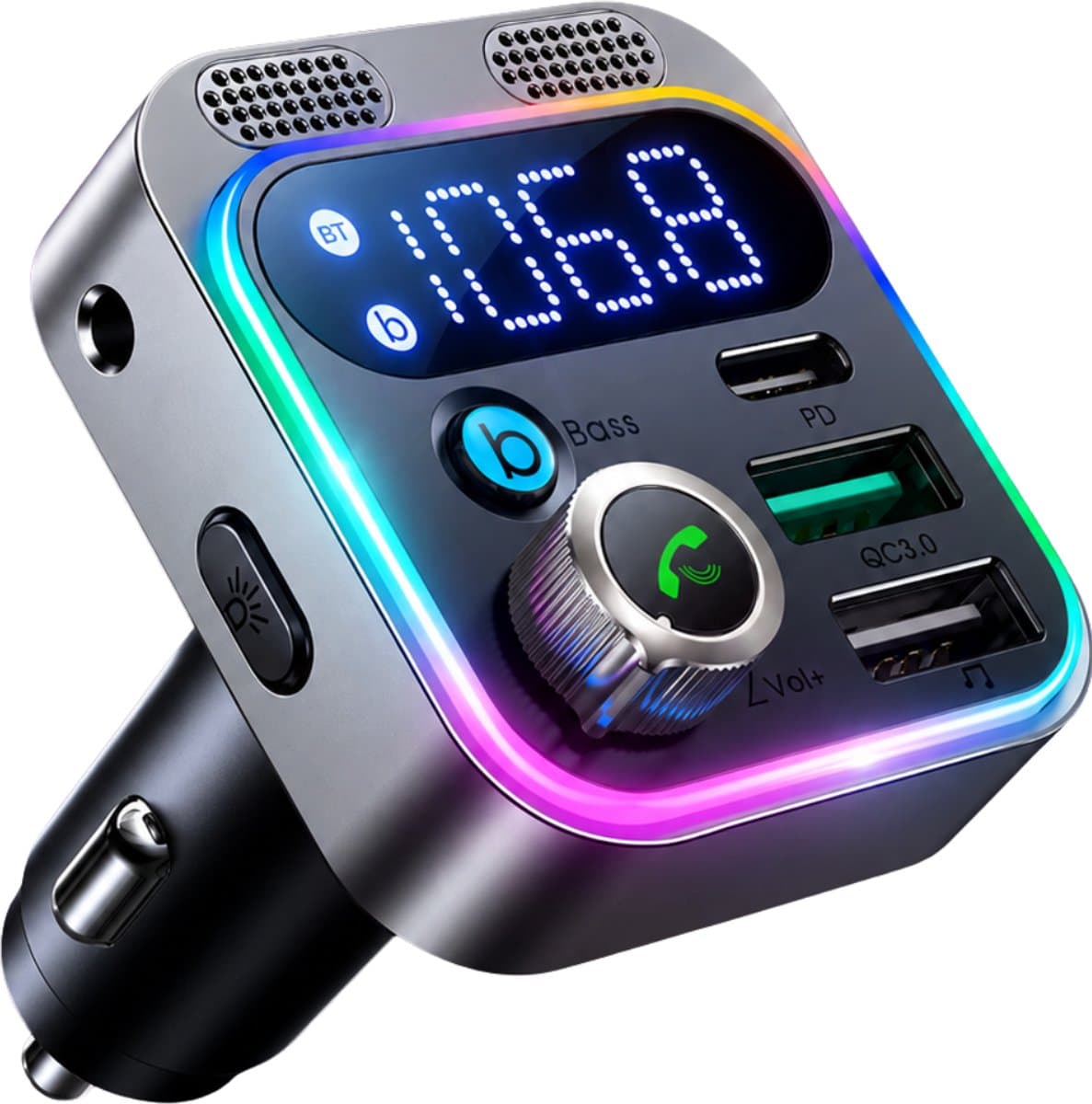 Almotivo Bluetooth Transmitter Auto - FM Zender Auto - Bluetooth Receiver - Bluetooth Ontvanger - AUX Adapter - Handsfree Bellen - USB-C PD 30W + QC3.0 18W - Bluetooth 5.3 — afbeelding 1