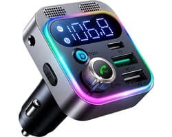 Almotivo Bluetooth Transmitter Auto - FM Zender Auto - Bluetooth Receiver - Bluetooth Ontvanger - AUX Adapter - Handsfree Bellen - USB-C PD 30W + QC3.0 18W - Bluetooth 5.3