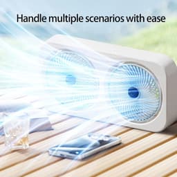 Dubbele Hoofd Ventilator - Draagbare Circulator - Persoonlijke Koeling - Hangend of Tafel Gebruik - 30.9W x 20.2H cm - Blauw — thumbnail 2