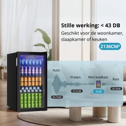Novendo Goods - Drankenkoelkast 90L met glazen deur - Minibar voor 126 blikjes met LED en temperatuurregeling - Wijn en bier koelkast - Zwart RVS — thumbnail 4