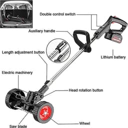 Elektrische Grasmaaier - Accu Trimmer - Gazon Onderhoud - Verstelbare Steel - 30cm Snijdiameter - Zwart — thumbnail 3