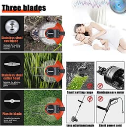 Elektrische Grasmaaier - Accu Trimmer - Gazon Onderhoud - Verstelbare Steel - 30cm Snijdiameter - Zwart — thumbnail 4