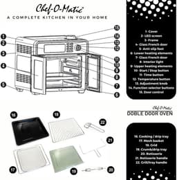 Multifunctionele Oven - Aanrechtoven Airfryer - Veelzijdig Koken - Dubbele Deur - 28 Liter - Zwart — thumbnail 5