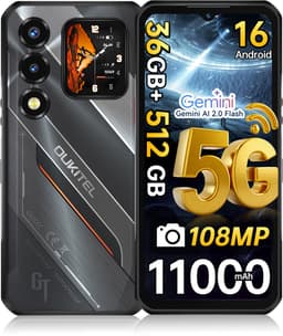 OUKITEL WP66 Rugged Smartphone 5G - 36GB RAM - 512GB ROM - 6,58'' - 11000mAh - Android 16 - 108MP Camera - Telefoon 2026 - NFC GPS - Zwart — thumbnail 1