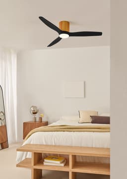 CREATE - Stille plafondventilator 100% hout 40W (Ø132cm) - Met licht LED - Afstandsbediening - 6 snelheden - Programmeerbaar - WIND CALM CUSTOM WOVEN — thumbnail 1