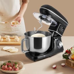 Keukenmachine - Deegmachine Mixer - Bakken en Mixen - Krachtige 1500W motor - 6.5 Liter kom - Zwart — thumbnail 2