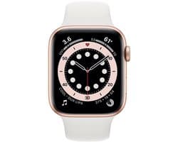 Apple Watch Series 4 (GPS + LTE) 44 mm, Aluminium, Goud, met Witte Sportband