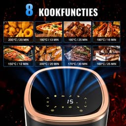 Lifero Airfryer - Heteluchtfriteuse Zwart 1800W - Turbo Air Fry - Mini Oven 6L - Kijkvenster - Digitaal Display - 29,5×25×25cm — thumbnail 2