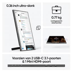 Draagbare Monitor - 17,3 inch – Portable monitor - Full HD 1080P IPS HDR – USB-C & HDMI – Ingebouwde Luidsprekers – Extern Scherm voor Laptop– Lichtgewicht 920g – 3-in-1 Display — thumbnail 4