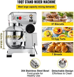 Keukenmixer – Elektrische Mixer – Deegkneder – Mixervoet – 10 Liter Kom – 450 Watt – 3 Snelheden — thumbnail 2