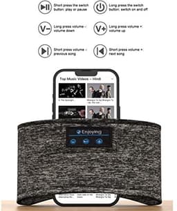 Slaap Hoofdtelefoon, Hoofdband Bluetooth Muziek Cozy Hoofdtelefoon met Ultra-dunne Speakers voor Gym, Oefening, Yoga, 4 Uur Speeltijd, Cool — thumbnail 2