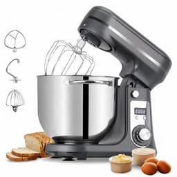 Novari Keukenmixer - Keukenmachine - Keukenrobot - Deegkneder - 1200W motor - 6 snelheden - Stille werking - 6 liter kom - Grijs — thumbnail 1