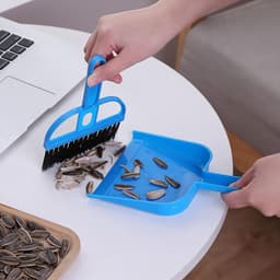 Miniatuur Handveger Stoffer - Desktop Veegset - Bureau Schoonmaken - Ergonomisch Ontwerp - Compact Formaat - Blauw — thumbnail 1