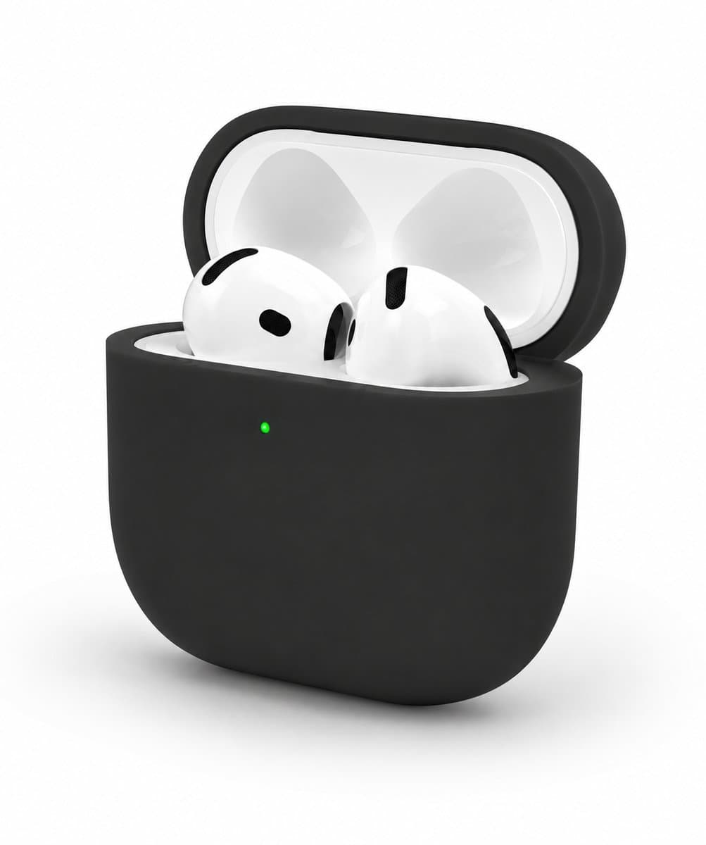 Enluxe Case geschikt voor Airpods 4 – Zwart - Premium Siliconen Hoesje, Valbescherming & Spatwaterdicht, Draadloos Opladen Compatibel — afbeelding 1