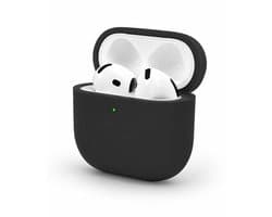 Enluxe Case geschikt voor Airpods 4 – Zwart - Premium Siliconen Hoesje, Valbescherming & Spatwaterdicht, Draadloos Opladen Compatibel