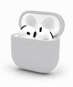 Enluxe Case geschikt voor Airpods 4 – Licht Grijs - Premium Siliconen Hoesje, Valbescherming & Spatwaterdicht, Draadloos Opladen Compatibel — thumbnail 1