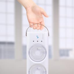 Oplaadbare ventilator - Vernevelaar mini - Buiten verkoeling - Dubbele oscillerende unit - 37H cm - Wit — thumbnail 4