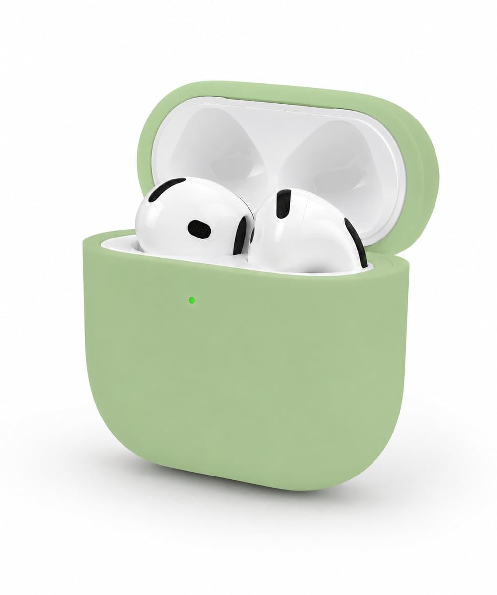 Enluxe Case geschikt voor Airpods 4 – Licht Groen - Premium Siliconen Hoesje, Valbescherming & Spatwaterdicht, Draadloos Opladen Compatibel — afbeelding 1