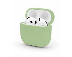 Enluxe Case geschikt voor Airpods 4 – Licht Groen - Premium Siliconen Hoesje, Valbescherming & Spatwaterdicht, Draadloos Opladen Compatibel
