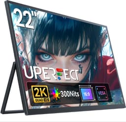 UPERFECT Portable Monitor T01 22" 2K IPS Draagbaar Monitor 100% sRGB + USB-C Opladen voor Thuiswerken/Gaming for Laptop/Switch/MacBook VESA Mount — thumbnail 1