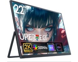 UPERFECT Portable Monitor T01 22" 2K IPS Draagbaar Monitor 100% sRGB + USB-C Opladen voor Thuiswerken/Gaming for Laptop/Switch/MacBook VESA Mount