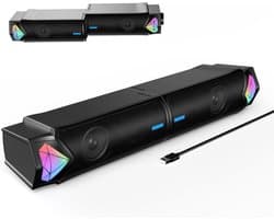 Vesfy 2-in-1 Soundbar & PC Speakers - Bluetooth 5.3 - RGB Verlichting - HiFi Stereo - Geschikt voor PC, Laptop & Monitor - Gaming & Muziek