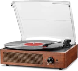 Platenspeler Bluetooth - CD Speler met Speakers - Vintage - Bruin — thumbnail 1