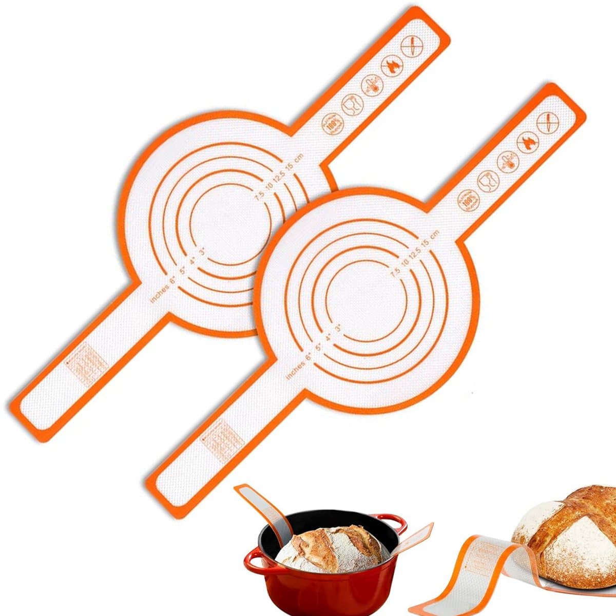 Bakmatten - Siliconen Bakmat - 2 Stuks - Broodslinger - Broodbakmat - Broodlussen - Bakmat Voor Oven - Niet Plakkend - Makkelijk Schoon Te Maken - Met Lange Handgreep - Herbruikbare - Geschikt Voor Airfryer / Oven / Magnetron - 52,5×21,5×0.04cm — afbeelding 1