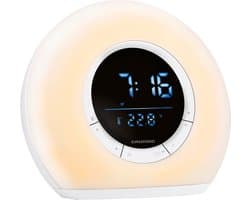 Grundig Wake-Up Light Wekker – Digitale Wekker met Radio en Bluetooth – Lichtwekker met LED-Display – Wake up Light - Wit