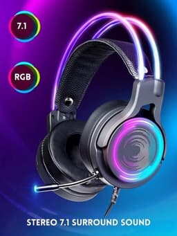 StayPowered Gaming Headset - Meeslepende 7.1 Surround Sound - Noise-Cancelling Microfoon - LED-Verlichting - Comfortabel Verstelbaar Design - Geschikt voor PC, PS4 & Laptop - Ideaal voor Lange Gaming Sessies - Zwart - Levering Sneller dan Aangegeven! — thumbnail 2