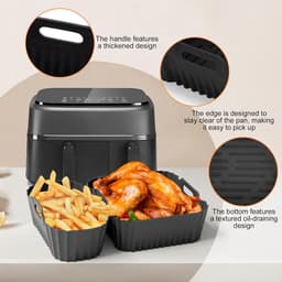 Vierkante Heteluchtfriteuse Accesoires Set - Dubbele Heteluchtfriteuse Accesoires Set - Voor philips Airfryer Dual Basket 3000 Series NA350 Airfryer-accessoires — thumbnail 6