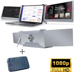 HoriVue Portable Monitor Max 15.6 Inch - Triple Screen - Full HD 60Hz - Extra Scherm Laptop - Draagbare Monitor - Laptop Scherm Uitbreider - Geschikt voor Apple en Windows - Inclusief Beschermhoes en Kabels - Tri Screen - Grijs — thumbnail 1