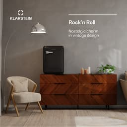 Klarstein Mini-Koelkast Audrey Evo 68L retro Mini koelkast - stil 40 dB, compact koelkast klein met verstelbare , omkeerbare deur, mechanisch Thermostaat, zwart, ideaal voor slaapkamer en kantoren - voor Hotelkamer voor Slaapkamer — thumbnail 6