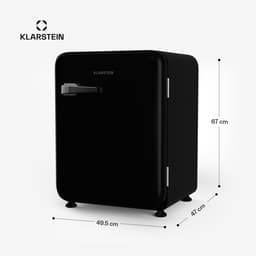 Klarstein Mini-Koelkast Audrey Evo 68L retro Mini koelkast - stil 40 dB, compact koelkast klein met verstelbare , omkeerbare deur, mechanisch Thermostaat, zwart, ideaal voor slaapkamer en kantoren - voor Hotelkamer voor Slaapkamer — thumbnail 9