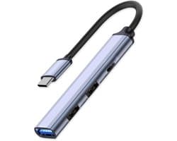 USB C Hub - 4 Poorten - USB 3.0 - USB-C Splitter + Verdeler - OTG Kabel Adapter voor o.a Muis, Toetsenbord, Printer, Webcam, Camera, USB-Stick, Kaartlezer