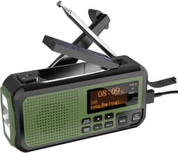 NovaWare® DAB+ Noodradio Solar Opwindbaar - Powerbank Zonneenergie met 5000mAh - DAB+/FM - Noodpakket - Bluetooth Speaker & Digitale Wekker - Draagbare Radio – Oplaadbaar & Op Batterijen - Groen — thumbnail 1