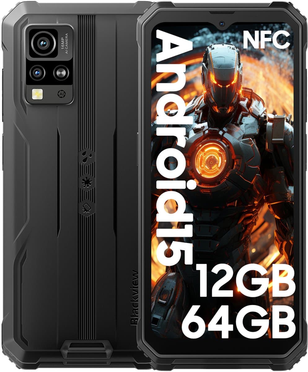 Blackview BV4800 SE - Robuuste Smartphone - 12GB RAM - 64GB - 6,56 inch - Dual 4G LTE - Android 15 - IP68 Waterdicht - NFC - GPS - Zwart — afbeelding 1