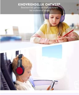 Intelectro Koptelefoon voor Kinderen - Veiligheid en Plezier in Eén! - Hoogwaardige Stereogeluid - Comfortabele Draagervaring - HD Microfoon - Volumeregeling - Brede Compatibiliteit en Audio Delen - Paars/Roze - Levering Sneller dan Aangegeven! — thumbnail 3