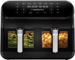 Luxe Dubbele Airfryer – Heteluchtfriteuse – Duo Airfryer – 10 Programma's – 2 Onafhankelijke Kookzones – XXL Design – 2400W – LED Display – Zwart — thumbnail 1
