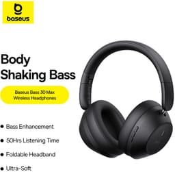 Baseus Bass 30 Max bluetooth koptelefoon,Hoofdtelefoon draadloos -Over-ear Koptelefoon-50 uur accuduur, Bluetooth 5.3 Zwart — thumbnail 2