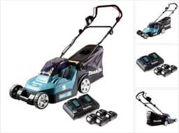 Makita DLM 432 PM4 accu grasmaaier 36 V ( 2x 18 V ) 43 cm borstelloos + 4x accu 4.0 Ah + dubbele lader — thumbnail 1