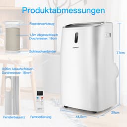 COSTWAY 16000BTU Mobiele airconditioning met afvoerslang, 5-in-1 airconditioner, 4700 W, ventilatorkachel, luchtontvochtiger met slaapmodus, verwarmen en koelen, afstandsbediening/app, 24-uurs timer — thumbnail 2