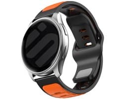 Strap-it Smartwatch bandje 22mm - luxe duo outdoor siliconen bandje geschikt voor Samsung Galaxy Watch 3 (45mm) / Watch 1 (46mm) / Gear S3 - Amazfit GTR 2/3/4 - Polar Vantage M / M2 / M3 / V3 / Grit X (Pro) - OnePlus Watch 1/2/3 (oranje/zwart)