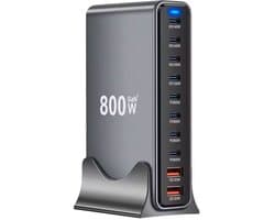 GaN3 800W - USB‑C - USB-A - Snellader – Desktop Oplader - 140W PD Fast Charging – Voor Laptop & Smartphone