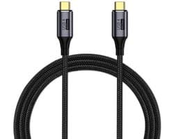 USB-C Male naar USB-C Male - Thunderbolt - USB 4 40Gbps - snel laden oplader en data kabel - 100W - voor o.a. telefoon en laptop - 30 CM - zwart