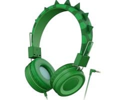 Intelectro Koptelefoon voor Kinderen - Dino Geïnspireerde Hoofdtelefoon voor Avontuurlijke Kids - Comfortabel en Opvouwbaar - Ingebouwde Microfoon - Hoge Compatibiliteit - Volumebeperking voor Kinderen - Groen - Levering Sneller dan Aangegeven!